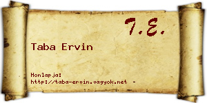 Taba Ervin névjegykártya